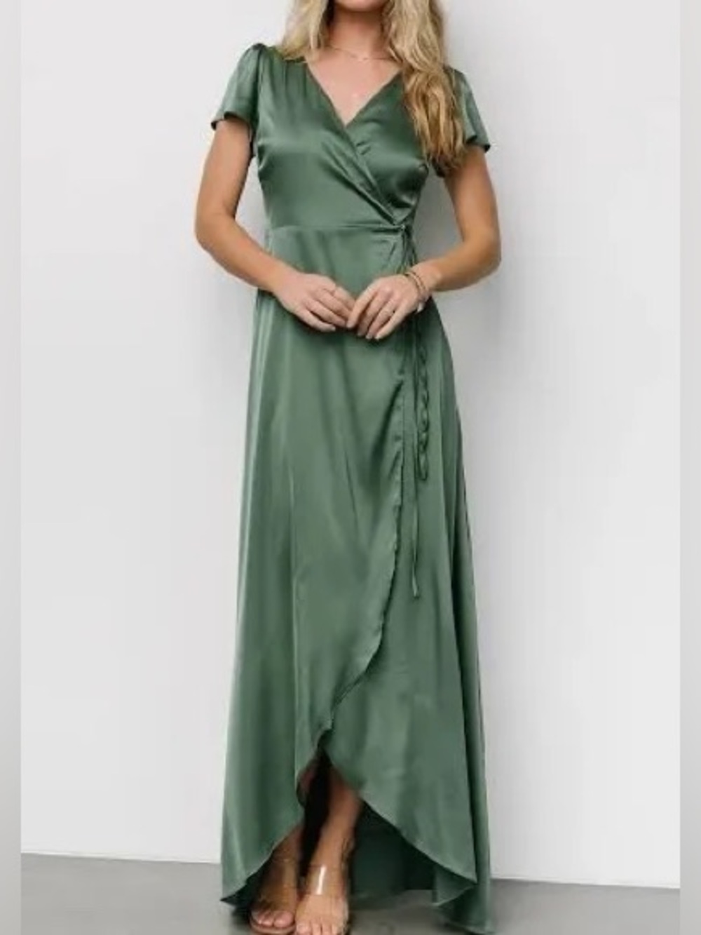 Baltic Born Krystal Winter Green Satin Wrap Dress